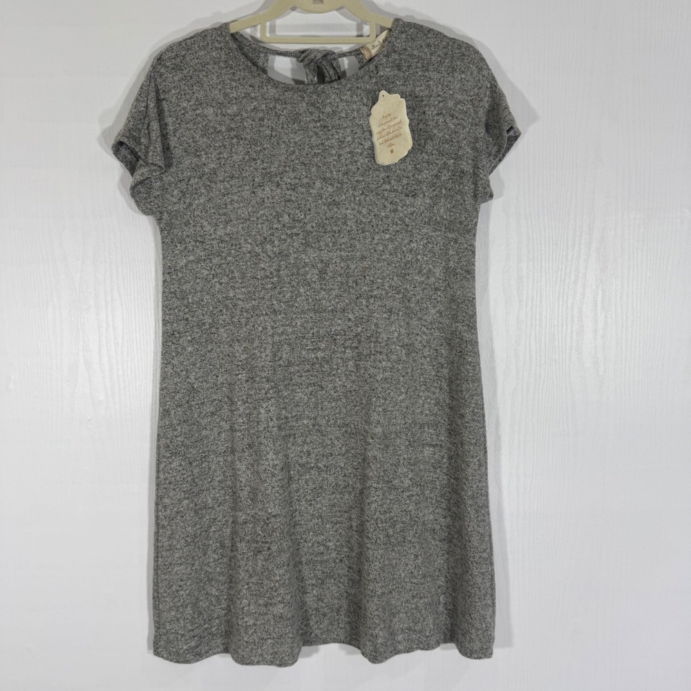 Altar'd State Women's Heather Gray Knit Tie Back Short Sleeve Casual Dress